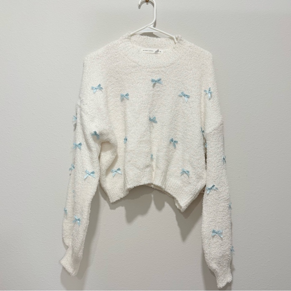 Altar'd State Tonya Teddy Bow Sweater in white - Picture 3 of 5
